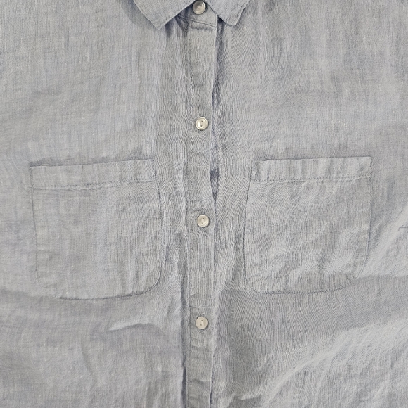 Charter Club blue button down 100% linen shirt women's size Large - Picture 5 of 11